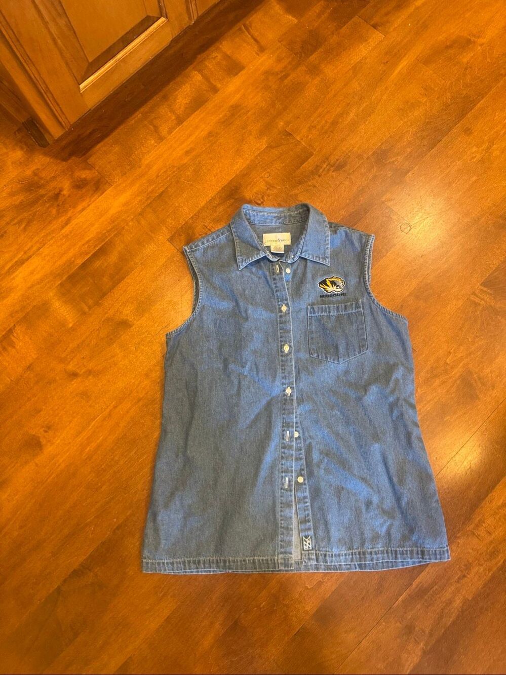 Y2K Cutter & Buck Missouri Tigers Mizzou Denim Sleeveless Shirt Women’s M